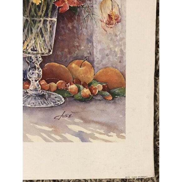 20"x16" Mounted Still Life Art Print FLORAL SPLENDOR 2 by JOSE Pink Flowers - Picture 5 of 6